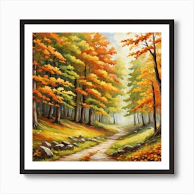 Forest In Autumn In Minimalist Style Square Composition 90 Art Print