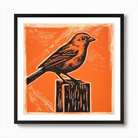 Retro Bird Lithograph Finch 3 Art Print