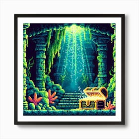 8-bit underwater cavern 2 Art Print