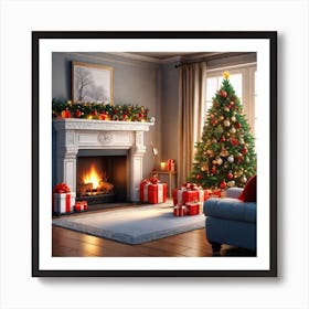 Christmas Tree In Living Room 8 Art Print