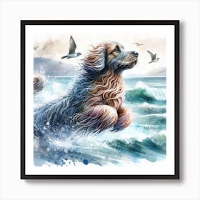 Dog In Motion, Dog Watercolour Art Print 4 Art Print