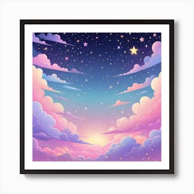 Sky With Twinkling Stars In Pastel Colors Square Composition 219 Art Print