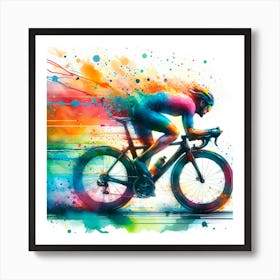 Colorful Bike Rider Art Print