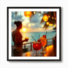 Cocktails at sunset Art Print