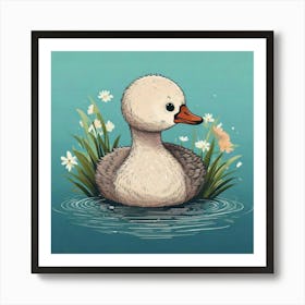 Duck In Water 2 Art Print