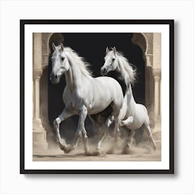 White Horses In The Desert Art Print