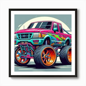 Pickup Truck Ford Vehicle Colorful Comic Graffiti Style Art Print