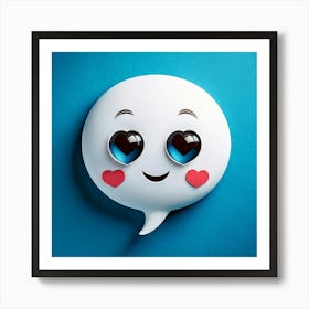 Firefly Heart Eyes Emoji With Speech Bubble On Blue Background 94365 Art Print