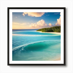 Tropical Beach At Sunset Art Print