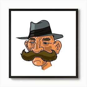 Cartoon Man With Mustache Art Print