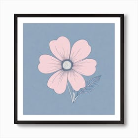 A White And Pink Flower In Minimalist Style Square Composition 490 Art Print