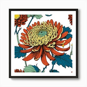 Chrysanthemum Flower Pattern Art Print