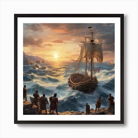 The Waves crash against the Ship Art Print