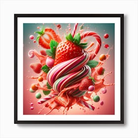 Strawberry splash Art Print