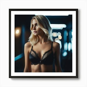 beautiful blonde girl in lingerie 4 Art Print