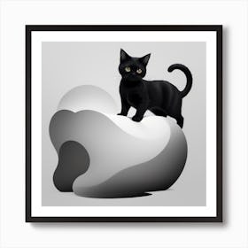 Black Cat On a Cloud Art Print