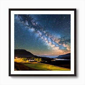 Milky Way Over Highland Home Art Print