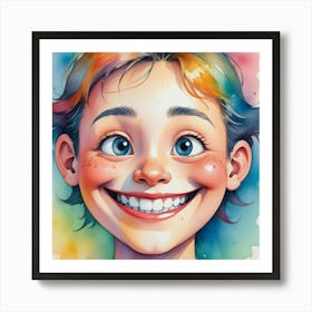 Girl With Colorful Hair 3 Art Print