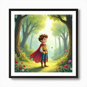 Charming Prince In A Watercolor Fairy Tale Forest 1 Art Print