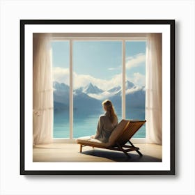 Woman Looking Out Of Window 1 Art Print