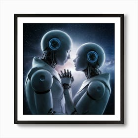 Two Robots In Love Art Print