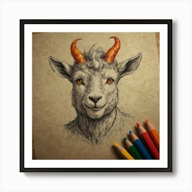 Goat Head 3 Art Print