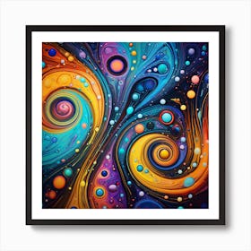 Abstract Colorful Swirls Abstract Painting 3 Art Print