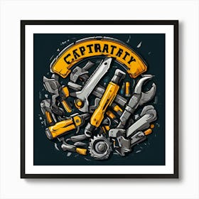 Logo Vector Tools Wrench Hammer Screwdriver Saw Pliers Drill Gear Nuts Bolts Spanner Ch (12) Art Print