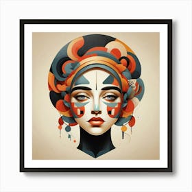 Default Folk Abstract Face Illustration 1 Art Print