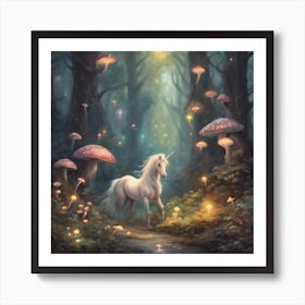 Unicorn In The Forest 2 Art Print