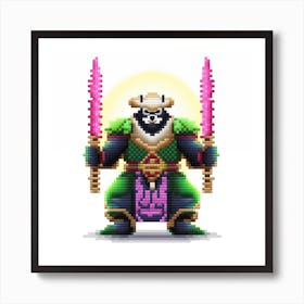 Pixel Art - Panda Monk Warrior #1 Art Print