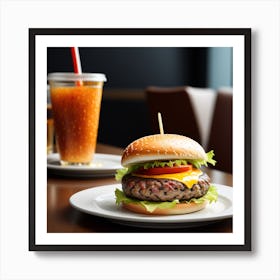 Hamburger And Drink 2 Art Print