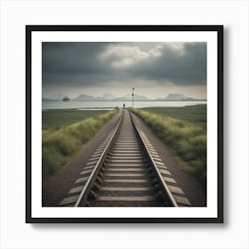 A Person Stepping Onto A Train Platform A Road Winding Through Changing Landscapes Or A Ship Sailing 287294392 Art Print