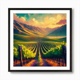 Vineyard Landscape Painting 2 Art Print