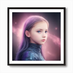 Girl in the galaxy Art Print