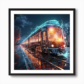 Travel By Night Train Art Print