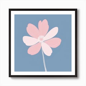 A White And Pink Flower In Minimalist Style Square Composition 68 Art Print