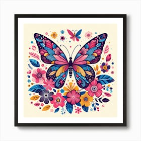 Decorative Floral Butterfly I Art Print