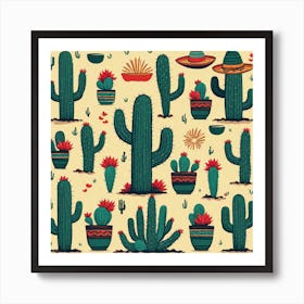 Mexican Cactus Set Art Print