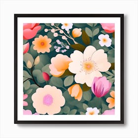 Floral Seamless Pattern Art Print