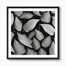 Leaves On A Black Background Art Print