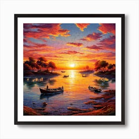 Sunset On The Lake 1 Art Print