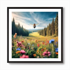 Bee In The Meadow 1 Art Print