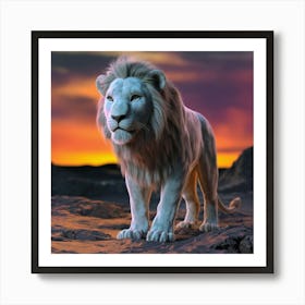 Lion In The Desert Art Print