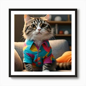 Cat In A Shirt Affiche