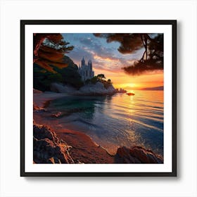 Landscape Notre Dame De Porquerolles Beach Sunset Art Print