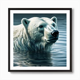 Waterlogged Polar Bear in an Arctic Sea Art Print