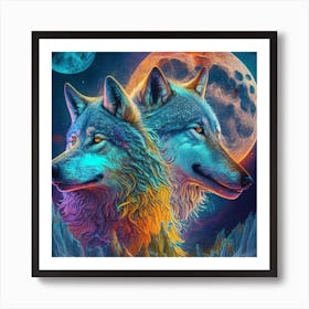 Wolf In The Moonlight Art Print