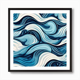 Pattern Ocean Waves Arctic Ocean Blue Nature Sea Art Print