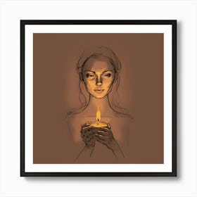 Woman Holding A Candle Art Print